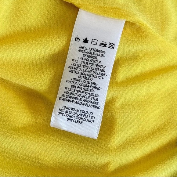 DRESS THE POPULATION Strapless Yellow Dress 
Ombre pleated plisse,  Size S - Picture 9 of 10